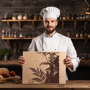 Archivo PNG de hojas de helecho para grabar con láser, bandeja de madera, tablón de embutidos, posavasos, grabado Xtool, CNC, Glowforge, LightBurn, diodo de CO2