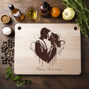 Archivo PNG de aniversario Grabado láser Bandeja de madera Tabla de embutidos Tabla de cortar Posavasos Grabado Xtool Negro Blanco Cnc, Glowforge, LightBurn, Diodo CO2