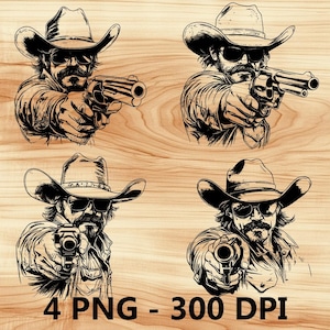 Pistola de vaquero, revólver, archivo láser, grabado en madera, PNG, corte de cocina, tabla de cortar, diseño de tablón, posavasos, grabado, Xtool, Glowforge, LightBurn, CO2