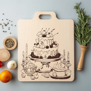 Archivo PNG para grabar con láser en forma de tarta de boda, bandeja de madera, tabla para embutidos, posavasos, grabado Xtool, CNC, Glowforge, LightBurn, diodo de CO2