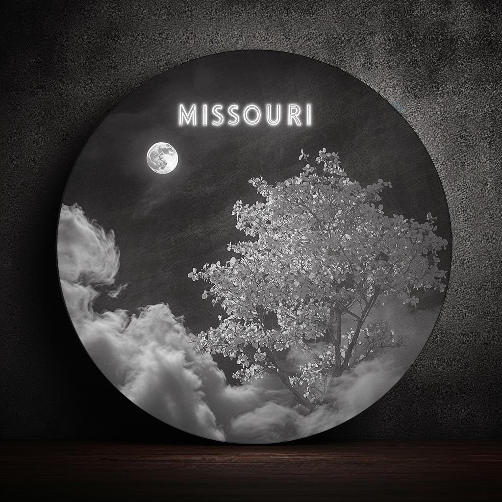 Missouri USA US State Dogwood Tree Moon Laser Engraving File Slate