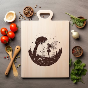 Archivo PNG de hada genio para grabar con láser, bandeja para tablero de madera, tablón para embutidos, posavasos, grabado Xtool, CNC, Glowforge, LightBurn, diodo de CO2