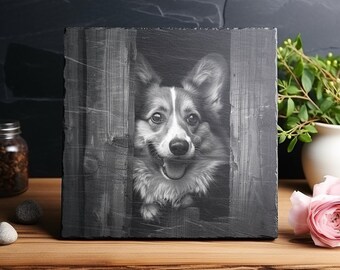 コーギー犬種の肖像画 2D 毛皮レーザー彫刻ファイル スレート PNG