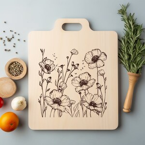 Flowers Floral Garden Roses Bouquet Laser PNG File Engrave EPS SVG Wood burn Coaster Etch Xtool Black White Cnc,Glowforge,LightBurn,Co2 2D