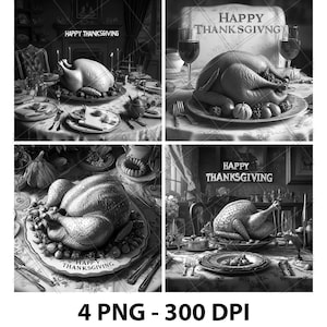 Vakantie Turkije Happy Thanksgiving Lasergravure Bestand Leisteen PNG Onderzetter Etch Xtool Hout Gebrand Zwart Wit Cnc Glowforge LightBurn CO2-diode