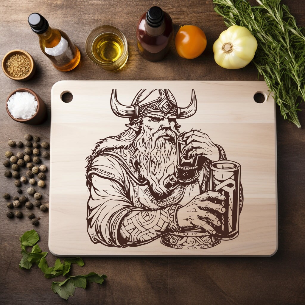 Viking Warrior Beer Old Man King Laser File Wood Engraving PNG Kitchen ...