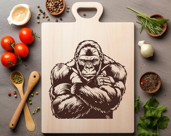 Ape Gorilla Monkey Kong Silverback  Slate Engraving File Laser Engraved PNG Design Pattern 2026 Trending Gift Personalized Wood Etched Stone