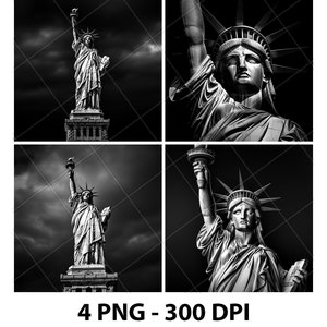 Estátua da Liberdade Nova York EUA Arquivo de gravação a laser Ardósia PNG Coaster Xtool Madeira Preto Branco Tons de cinza Cnc Glowforge LightBurn CO2 Diodo 3D