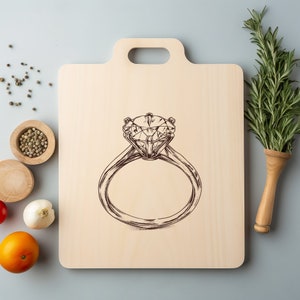 Diamant Ring Hochzeit Versprechen Verlobung Laser-Datei Holzgravur PNG Küche Cut Chop Board Brettchen Muster Untersetzer Xtool Glowforge LightBurn
