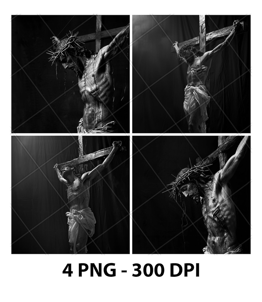 ヴィンテージ キリストの磔刑 モノクロリトグラフ アートフレーム il_1080xN.6249847669_owtz.jpg