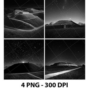 Cahokia Monks Mounds Illinois Lasergravure bestand leisteen PNG Coaster Xtool hout zwart wit cnc Glowforge LightBurn grijswaarden CO2-diode