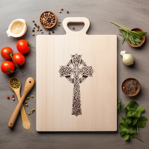 Archivo PNG de cruz celta sagrada para grabar con láser, bandeja de madera, tabla para embutidos, posavasos, grabado Xtool, CNC, Glowforge, LightBurn, CO2