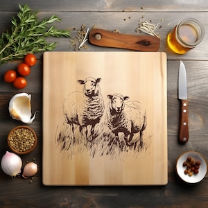 Sheep Cattle Goat Ram Farm Animals Laser Engraving File Slate PNG Coaster Xtool Wood Black White Grayscale Cnc Glowforge LightBurn CO2 Diode