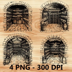 Oude wijnmakerij Wijnkelder Flessen Opslag Laserbestand Houtgravure PNG Keuken gesneden snijplank Plankpatroon Onderzetter Xtool Glowforge LightBurn