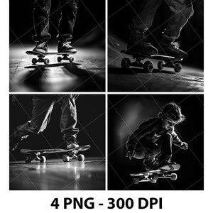 Skate Board Skater Boy Pattinaggio Incisione Laser File Ardesia PNG Coaster Xtool Legno Nero Bianco Scala di grigi Cnc Glowforge LightBurn CO2 Diodo 3D