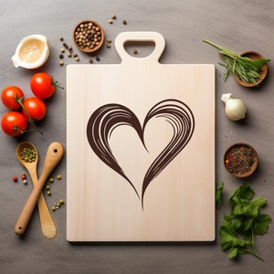 Archivo PNG láser de corazón de San Valentín. Grabado de madera. Bandeja para tablero de charcutería. Posavasos. Grabado Xtool. CNC en blanco y negro, Glowforge, LightBurn, CO2.
