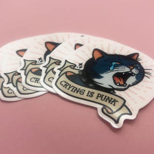 Emo punk cat sticker for laptop or water bottle