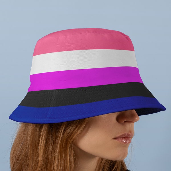 Genderfluid Pride Flag Bucket Hat - Genderqueer Sunhat - Non-binary Fashion