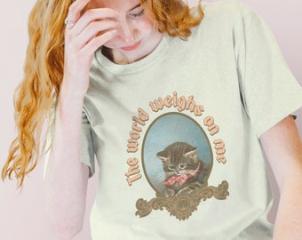 Sad Cat Shirt - Vintage Kitten Tshirt - Existential Crisis Tee