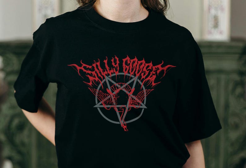 Silly Goose Death Metal Shirt - Alt Black Cotton Meme Tee, Funny Gothic Punk Gift image 5