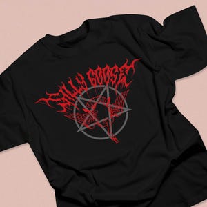 Silly Goose Death Metal Shirt - Alt Black Cotton Meme Tee, Funny Gothic Punk Gift image 2