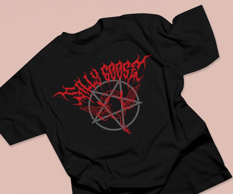 Silly Goose Death Metal Shirt - Alt Black Cotton Meme Tee, Funny Gothic Punk Gift image 2