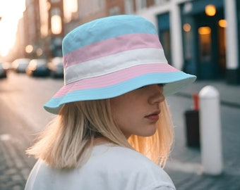 Trans Pride Flag Bucket Hat - Transgender Ally Accessoire - LGBTQ Zonnehoed