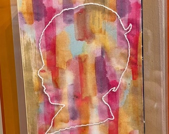 Hand Embroidered Silhouette 5x7