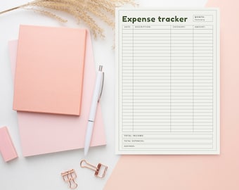 Planificador de hojas de seguimiento de gastos minimalista y audaz / Cuaderno de seguimiento de gastos / Planificador de presupuesto / Organizador financiero / Seguimiento de finanzas personales