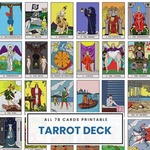 78 Cards Printable Tarrot Deck, All Major Arcana Tarrot Cards Printable ...