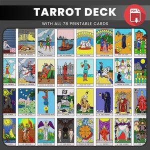 78 Cards Printable Tarrot Deck, All Major Arcana Tarrot Cards Printable PDF, Printable Tarrot Cards Digital Download