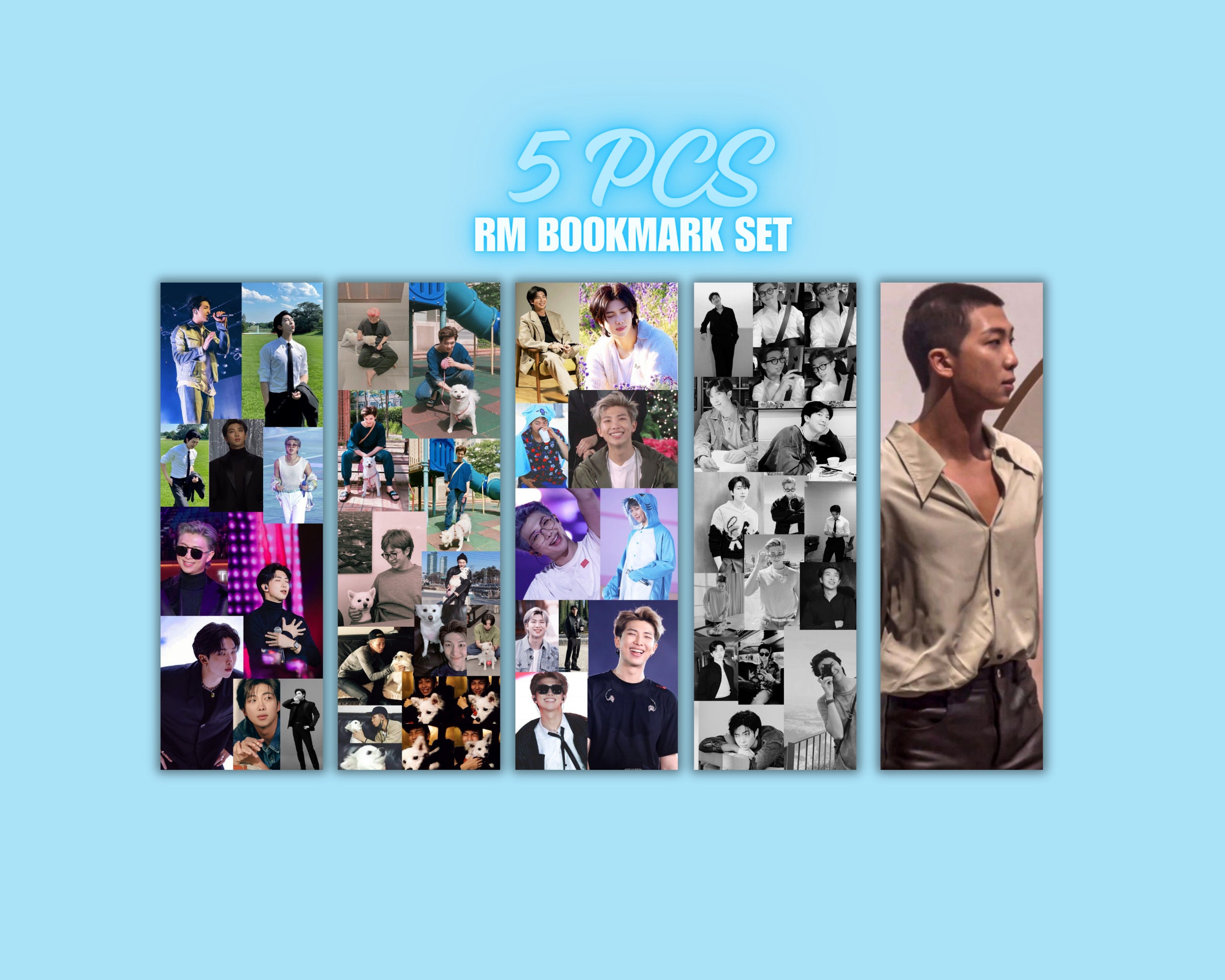 Bts rm bookmarks, kim namjoon bookmarks set, Double sided bookmark set, rm stickers, rm printable, bts army,jin,suga,jhope,jimin,v,jungkook