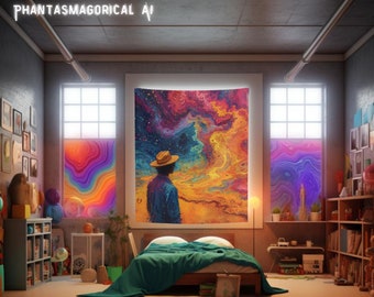 Microcosm Macrodose - Tapestry exploding with color and emotion. Large wall tapestry for art and psychedelics enthusiasts