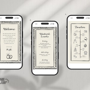 electronic WEDDING WELCOME LETTER  and timeline template // Funky dotted border // Hand drawn illustrations // Fully editable // 002