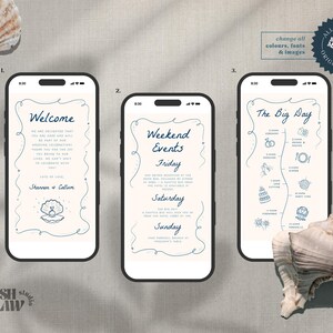 HOCHZEITS-WILLKOMMENSBRIEF und Timeline-Vorlage // Beachy // Handgezeichnete Illustrationen // Bearbeitbar // Bestimmungsort Hochzeit // 003