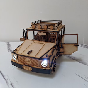 Auto Laserschnitt Dateien 3D 3mm Modellpuzzle LED-Licht Dxf Pdf SVG Ai Digital Download mit Installationsanleitung mit Beleuchtung USB betrieben