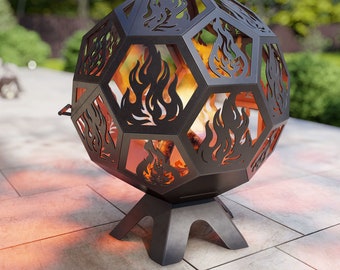 Boule de feu avec couvercle. Produit numérique, fichiers DXF, SVG pour CNC, plasma, laser. Foyer de jardin, foyer de jardin, foyer extérieur. Foyer de bricolage