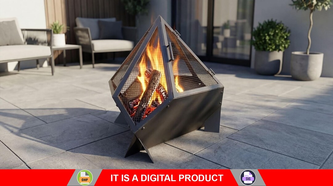 Fire Pit Triangle With Spark Arrestor. Digital Product, Files DXF