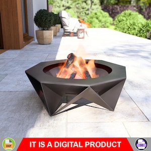Modern Octagonal Fire Pit V1. Digital product, files DXF, SVG for CNC, Plasma, Laser. Garden Fireplace, Outdoor Fire Pit, Backyard Firepit.