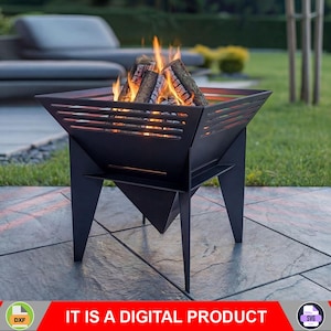 Fire Pit Spectrum square. Digital product, files DXF, SVG for CNC, Plasma, Laser. Garden Fireplace, Outdoor Fire Pit, Backyard Firepit. Diy