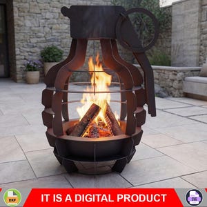 Granada para fogata. Producto digital, archivos DXF y SVG para CNC, plasma y láser. Chimenea de jardín, fogata exterior, fogata de patio. Fogón casero.