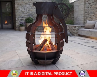 Granada para fogata. Producto digital, archivos DXF y SVG para CNC, plasma y láser. Chimenea de jardín, fogata exterior, fogata de patio. Fogón casero.