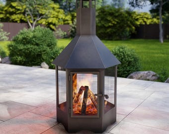 Outdoor Fireplace Vision Hexagon With Spark Arrestor. Digital