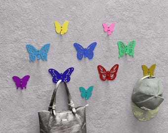 Butterflies Wall Hooks Coat rack, Digital product, files DXF, SVG for CNC, Plasma, Laser. Wall Coatrack. Coat Hanger. Hanging Clothes Rack