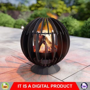 Fire Pit Ball Dynamic. Digital product, files DXF, SVG for CNC, Plasma, Laser. Backyard Firepit, Garden Fireplace, Outdoor Fire Pit. Diy