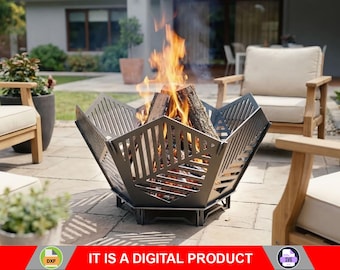 Fire Pit Hex V3. Digital product, files DXF, SVG for CNC, Plasma, Laser. Portable Firepit, Hexagon Collapsible Fire pit for Backyard. Diy