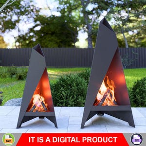 Pyramid V1 2 Sizes. Digital product, files DXF, SVG for CNC, Plasma, Laser. Outdoor Fire Pit, Pyramid Patio Heater. Garden Fireplace. Diy