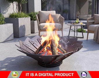 Brasero Royal Flush. Producto digital, archivos DXF y SVG para CNC, plasma y láser. Chimenea de jardín, brasero exterior y brasero de patio. Hazlo tú mismo.