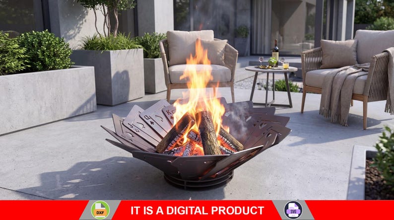 Royal Flush Fire Pit. Digital product, files DXF, SVG for CNC, Plasma, Laser. Garden Fireplace, Outdoor Fire Pit, Backyard Firepit. Diy. image 1