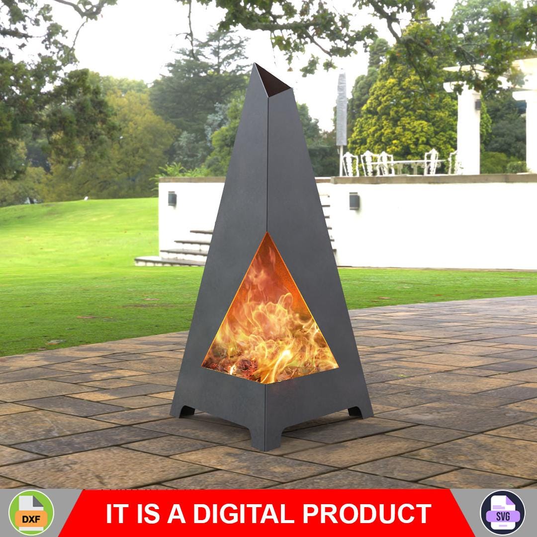 Trangular Forestation Triangular Pyramid Fire Pit, Digital Product, Files DXF, SVG for CNC ...